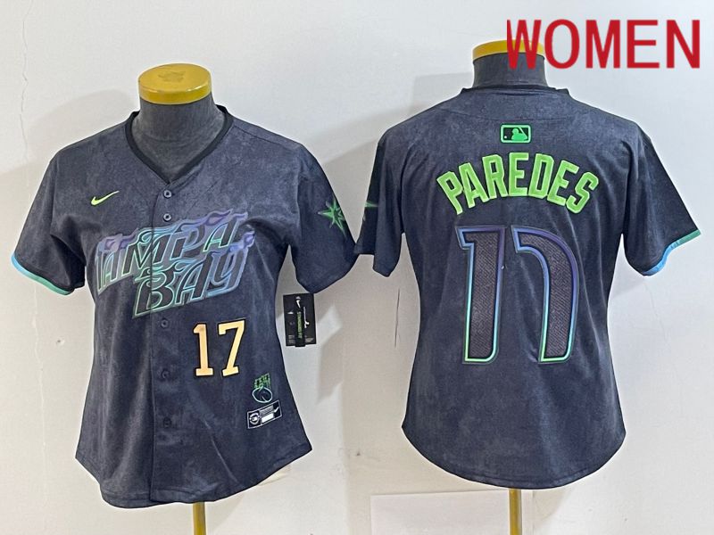 Women Tampa Bay Rays #17 Paredes Black City Edition Nike 2024 MLB Jersey style 3